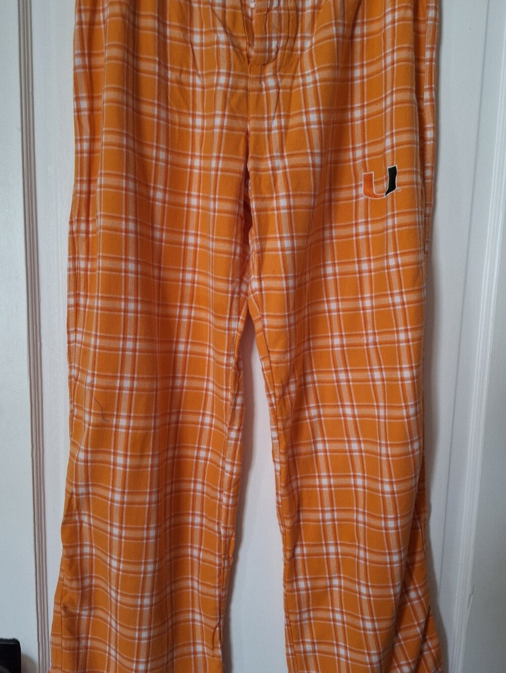 Miami Hurricanes Orange Plaid Pj Bottoms L/G